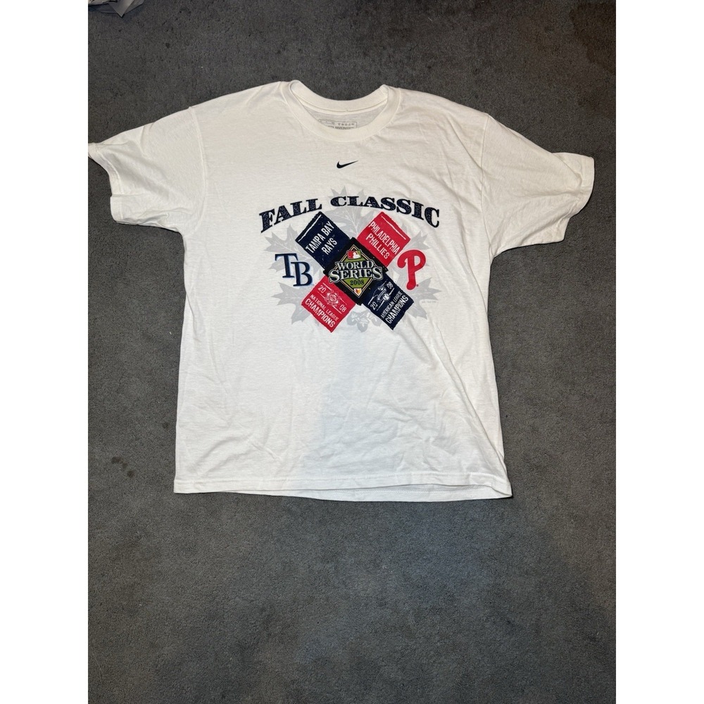 Nike 2008 World Series Fall Classic Rays Phillies T Shirt Mens Large White